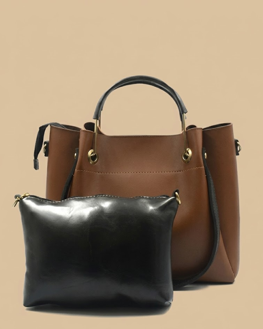 Quaint Top Handle Tote Bag - Brown