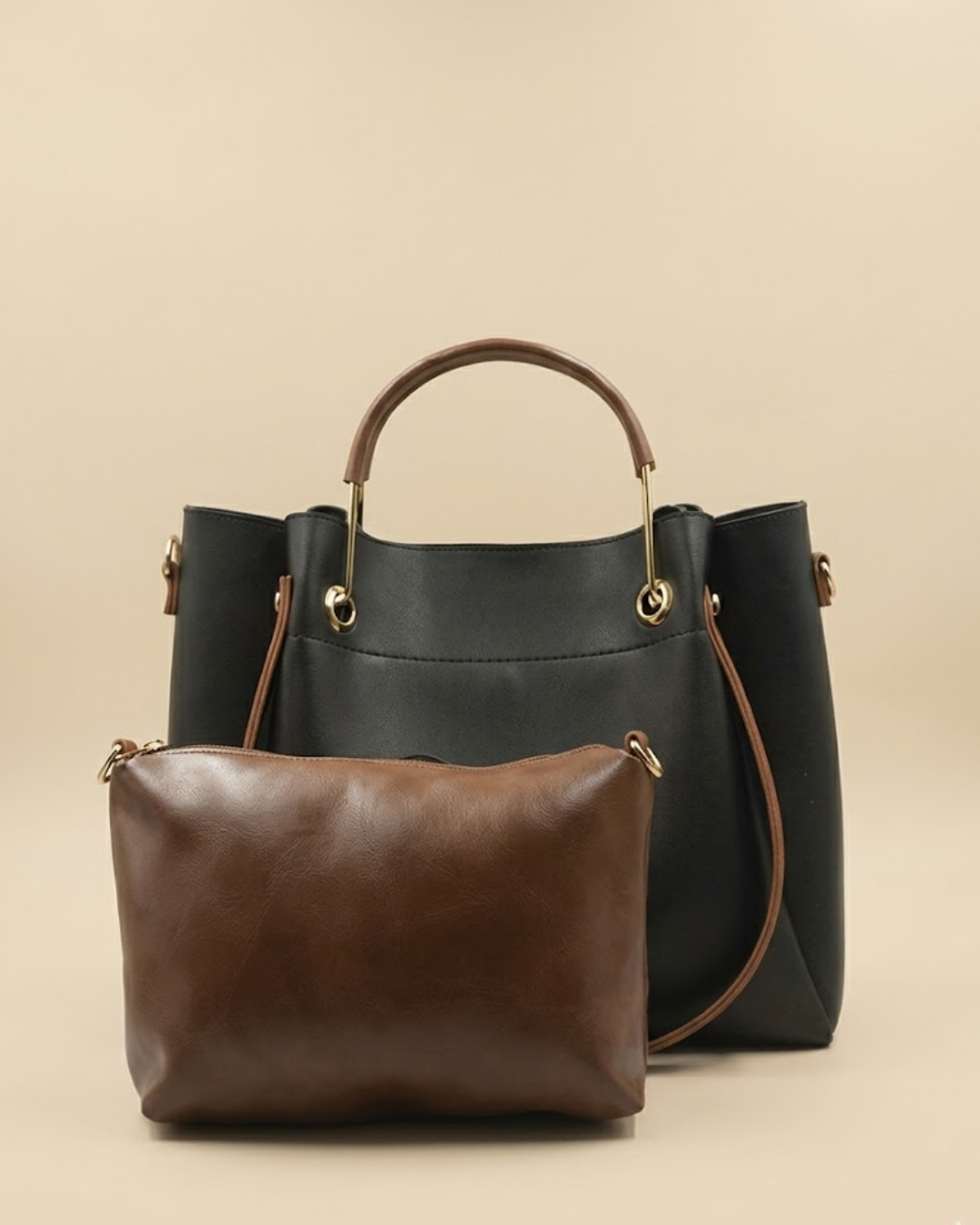 Quaint Top Handle Tote Bag - Black