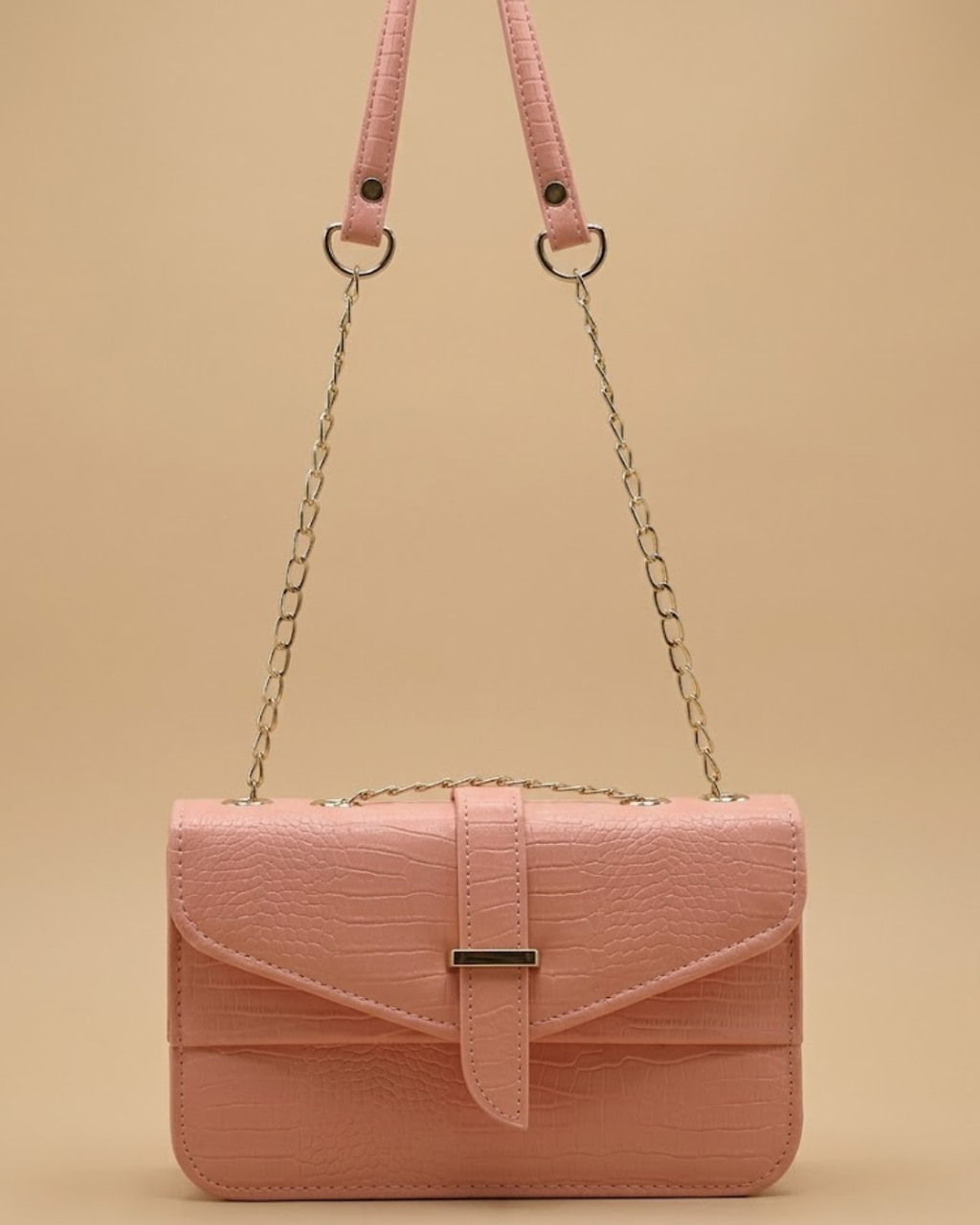 Stylisha crossbody chain bag -  Peach