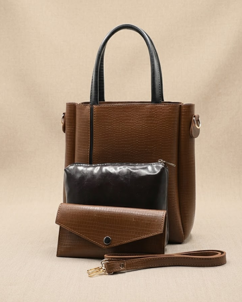 Urban Chic 4-in-1 Tote Bag Set – Espresso Brown