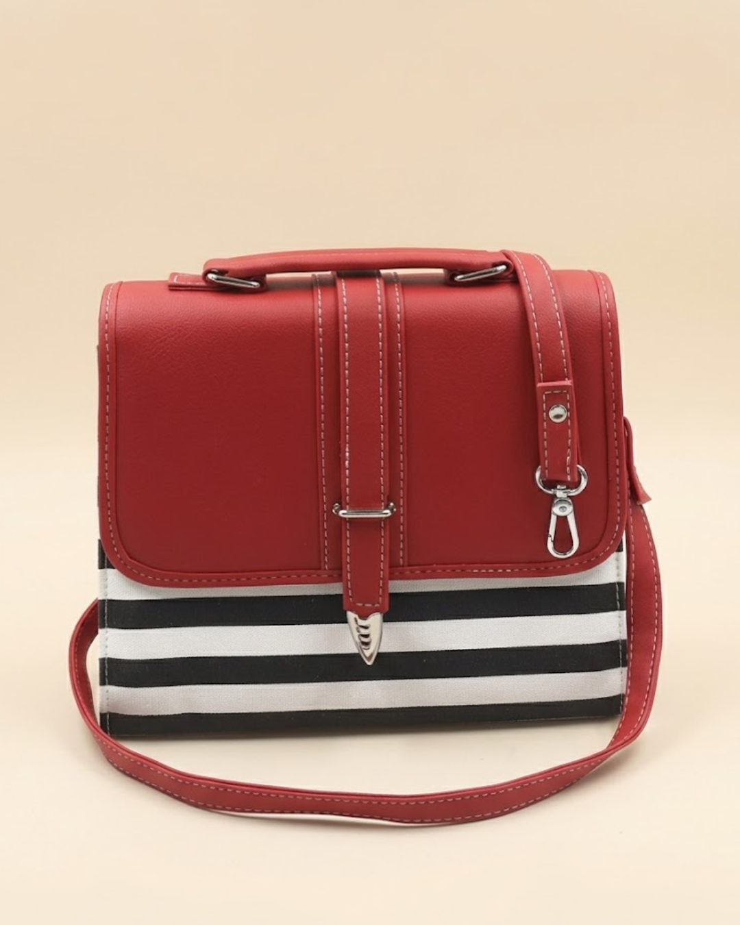 Multi Color Crossbody Bag- Black & Red