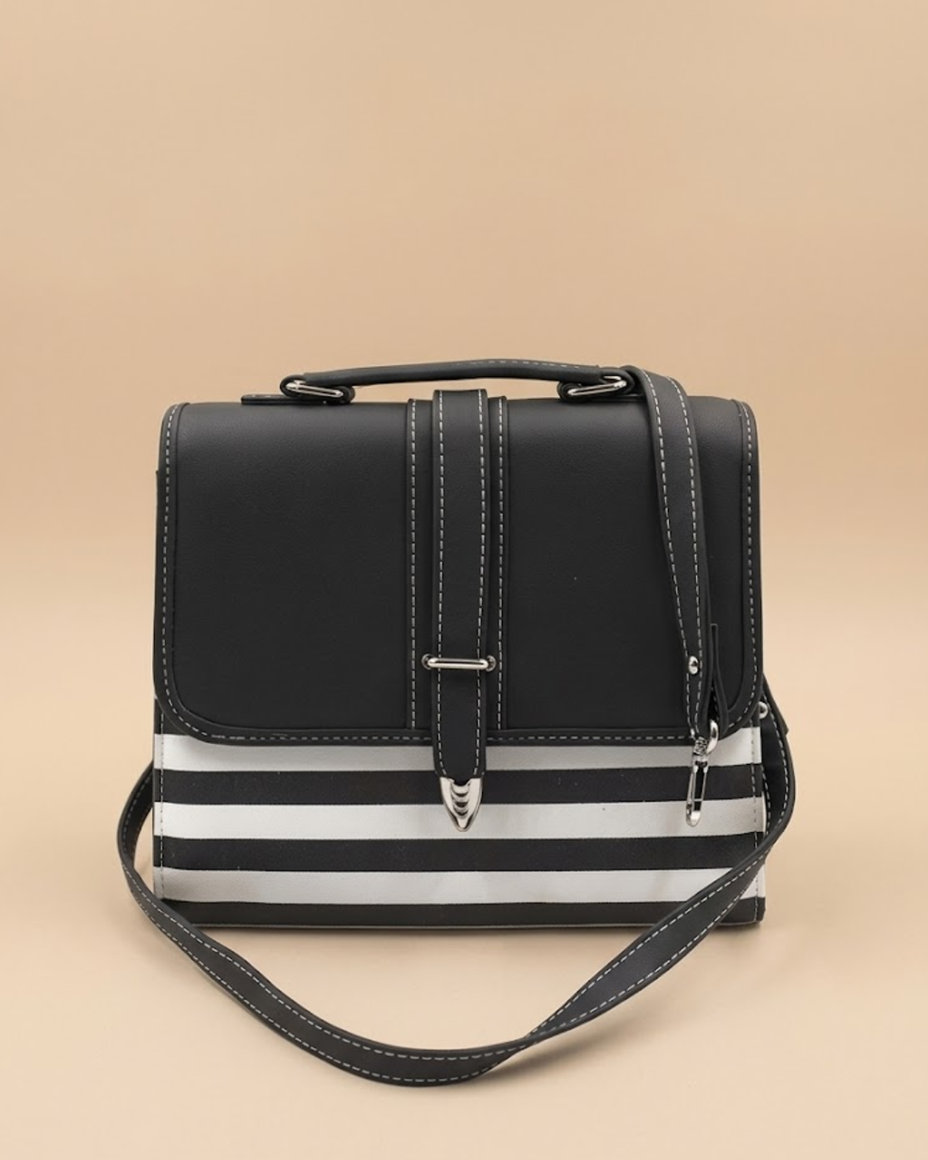 Multi Color Crossbody Bag- Black & White