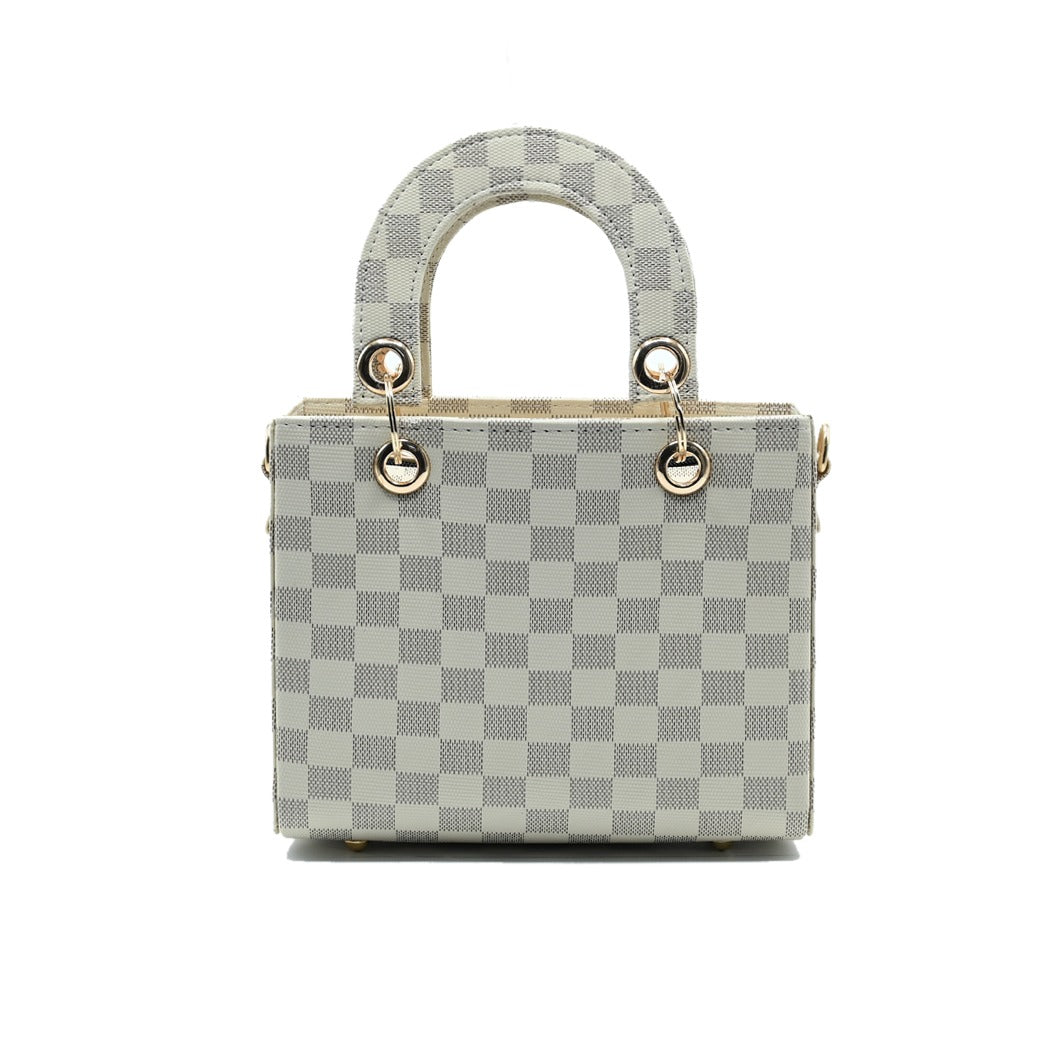 Checker Mini Crossbody - White