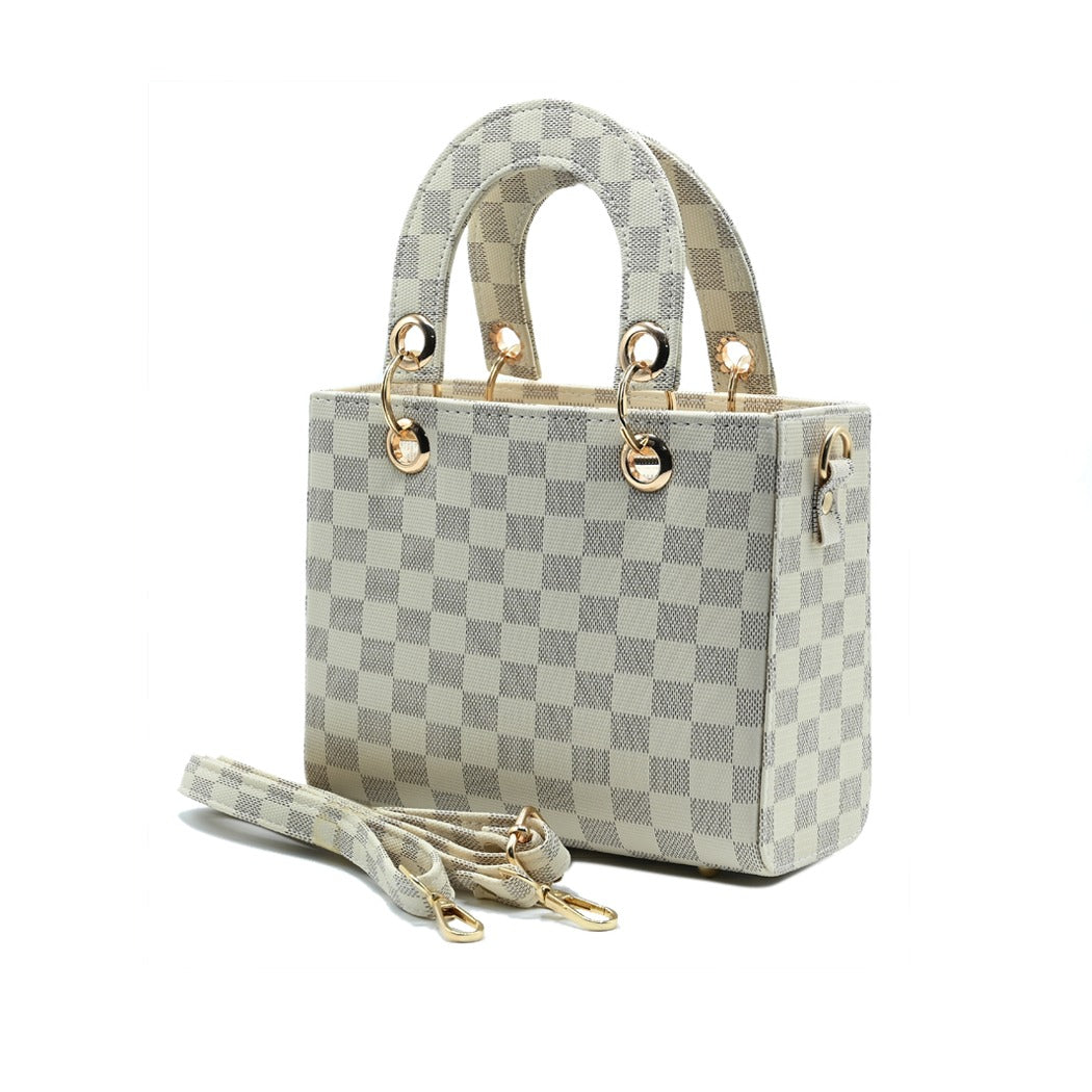 Checker Mini Crossbody - White