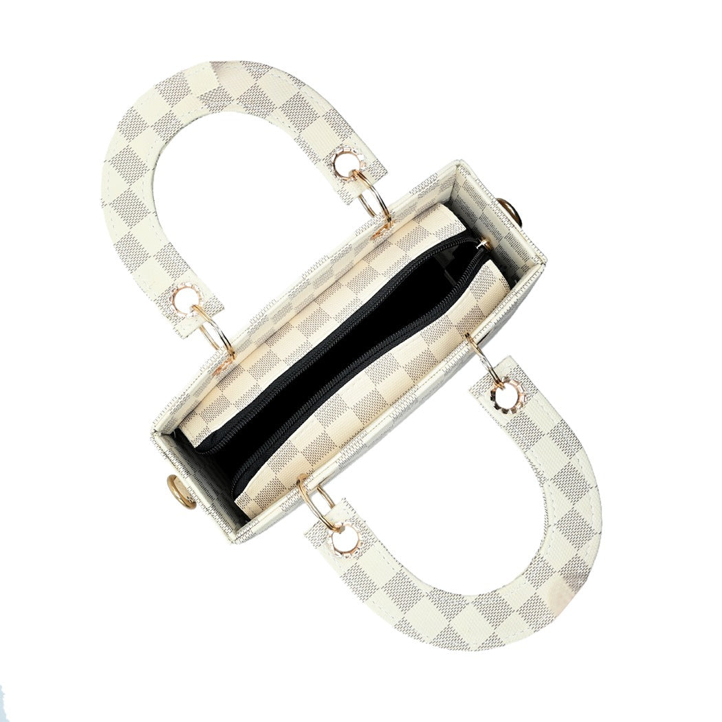 Checker Mini Crossbody - White