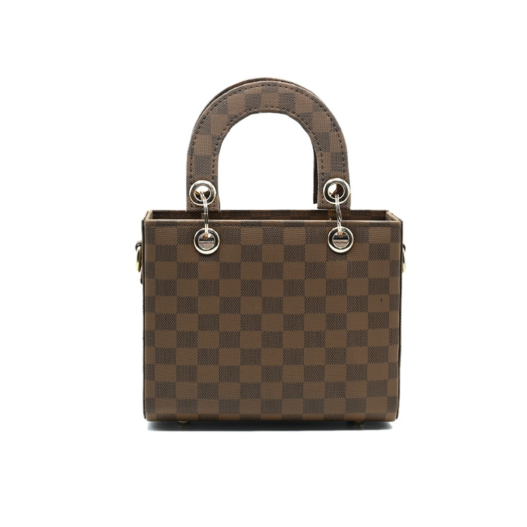 Checker Mini Crossbody - Brown