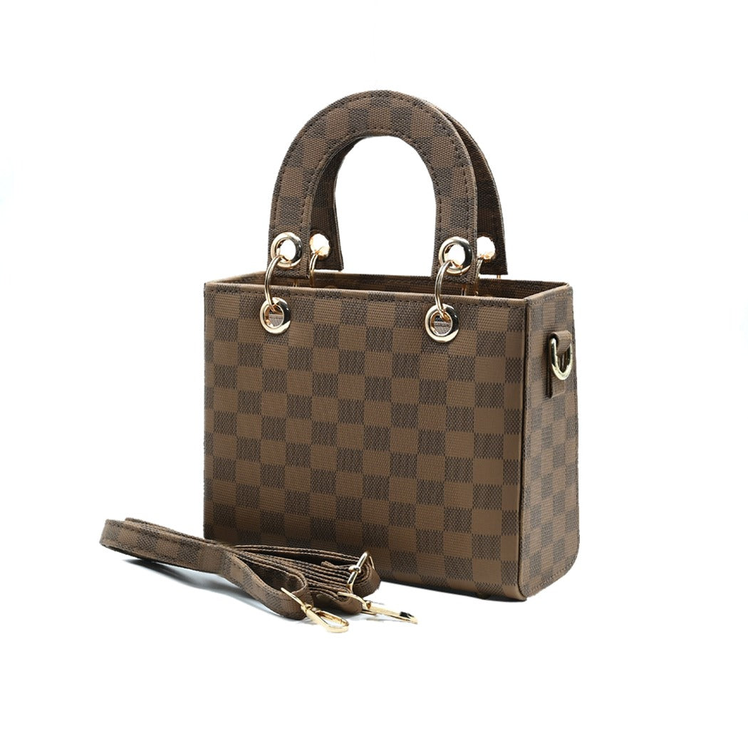 Checker Mini Crossbody - Brown