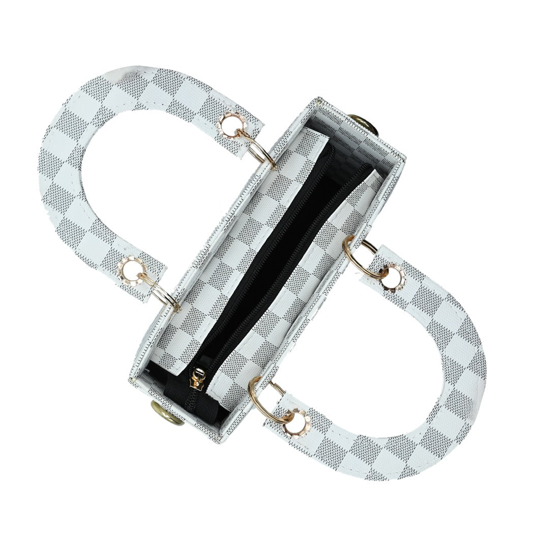 Checker Mini Crossbody Bag_ Grey