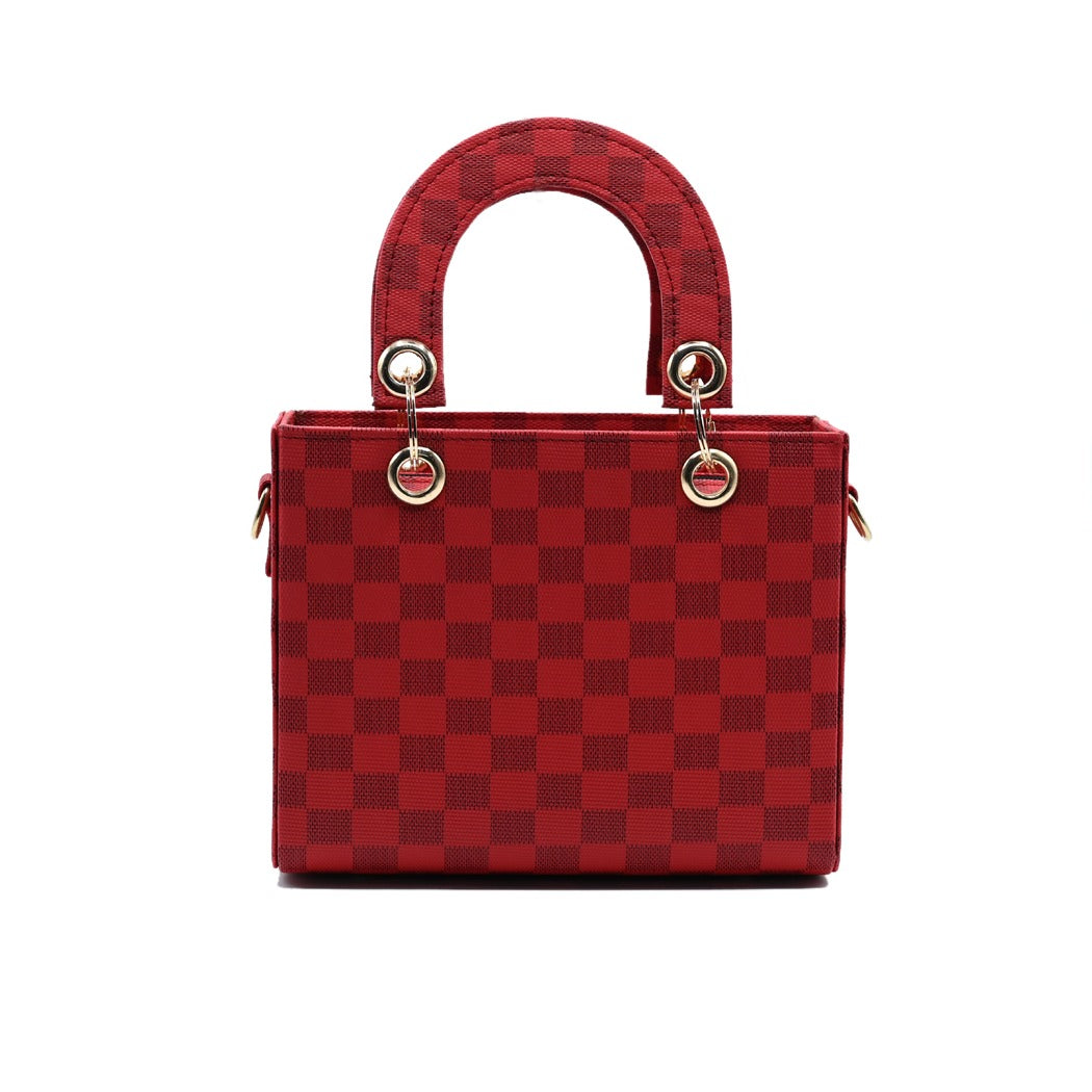 Checker Mini Crossbody Bag - Red