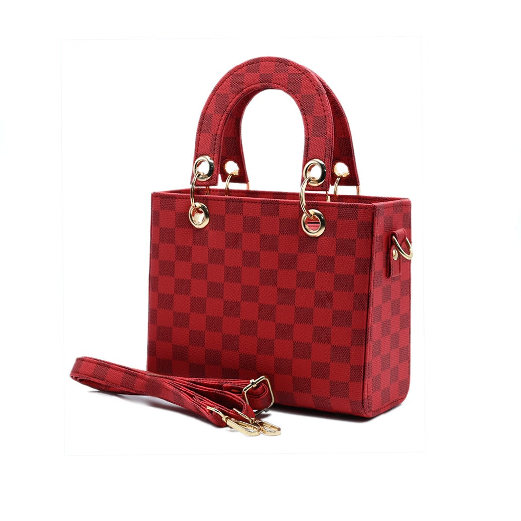 Checker Mini Crossbody Bag - Red