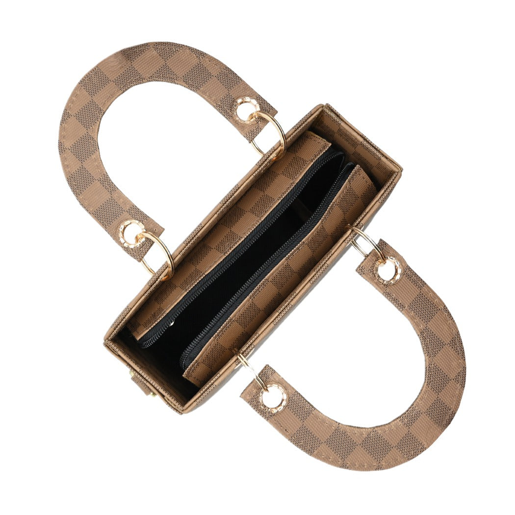 Checker Mini Crossbody - Brown