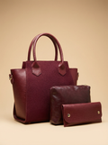 Aurora Box Tote Bag for Women – Maroon Structured Handbag with Long Strap & Pouch