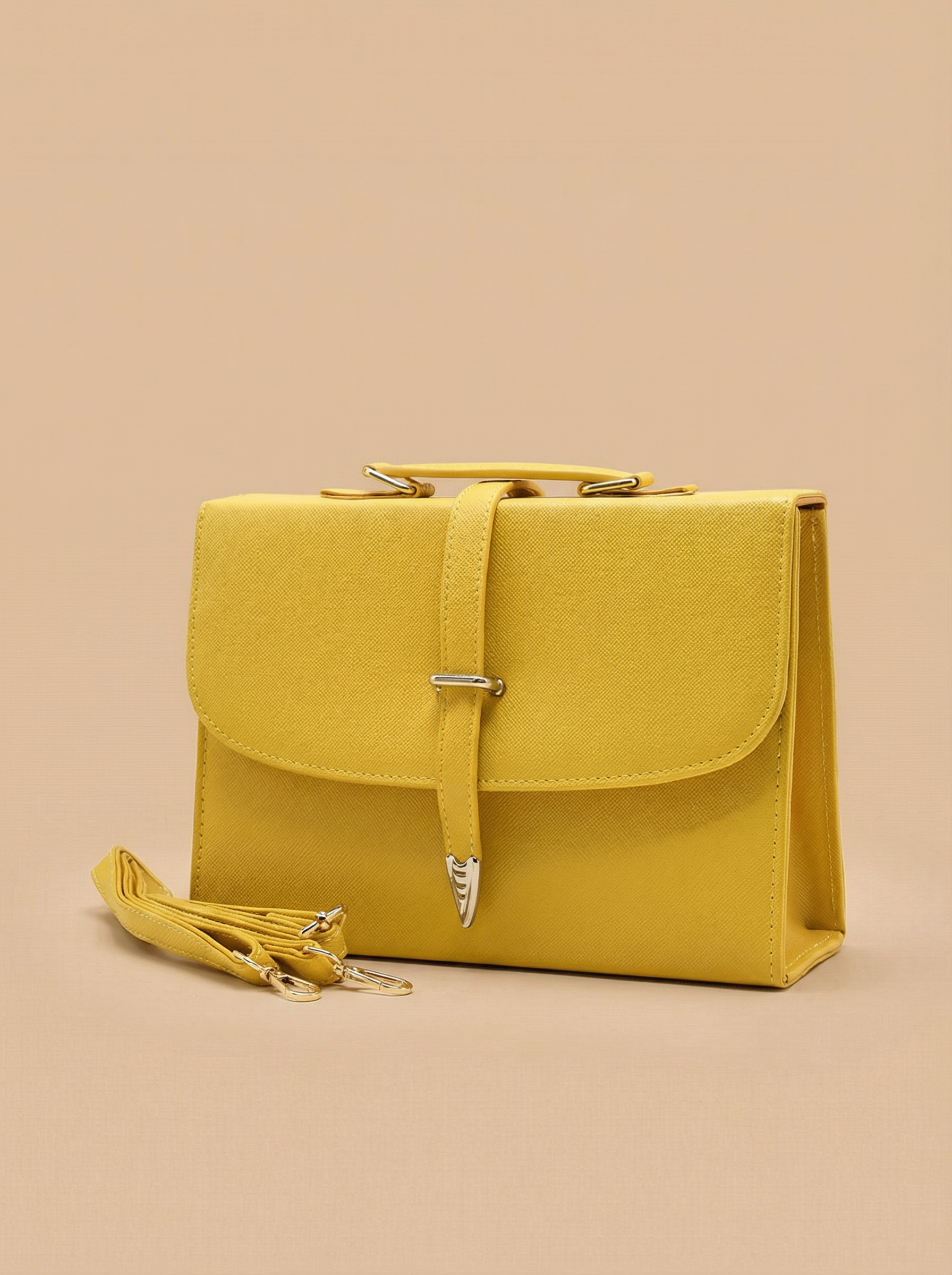 Classic Square Top Handle Bag - Yellow