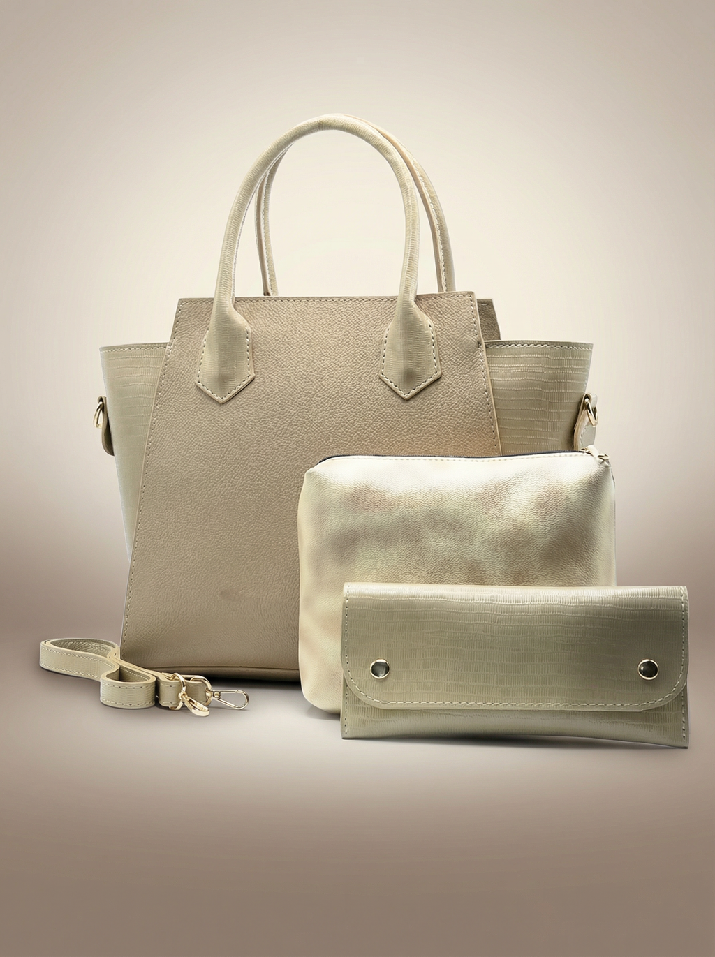 Aurora Box Tote Bag for Women – Camel Structured Handbag with Long Strap & Pouch