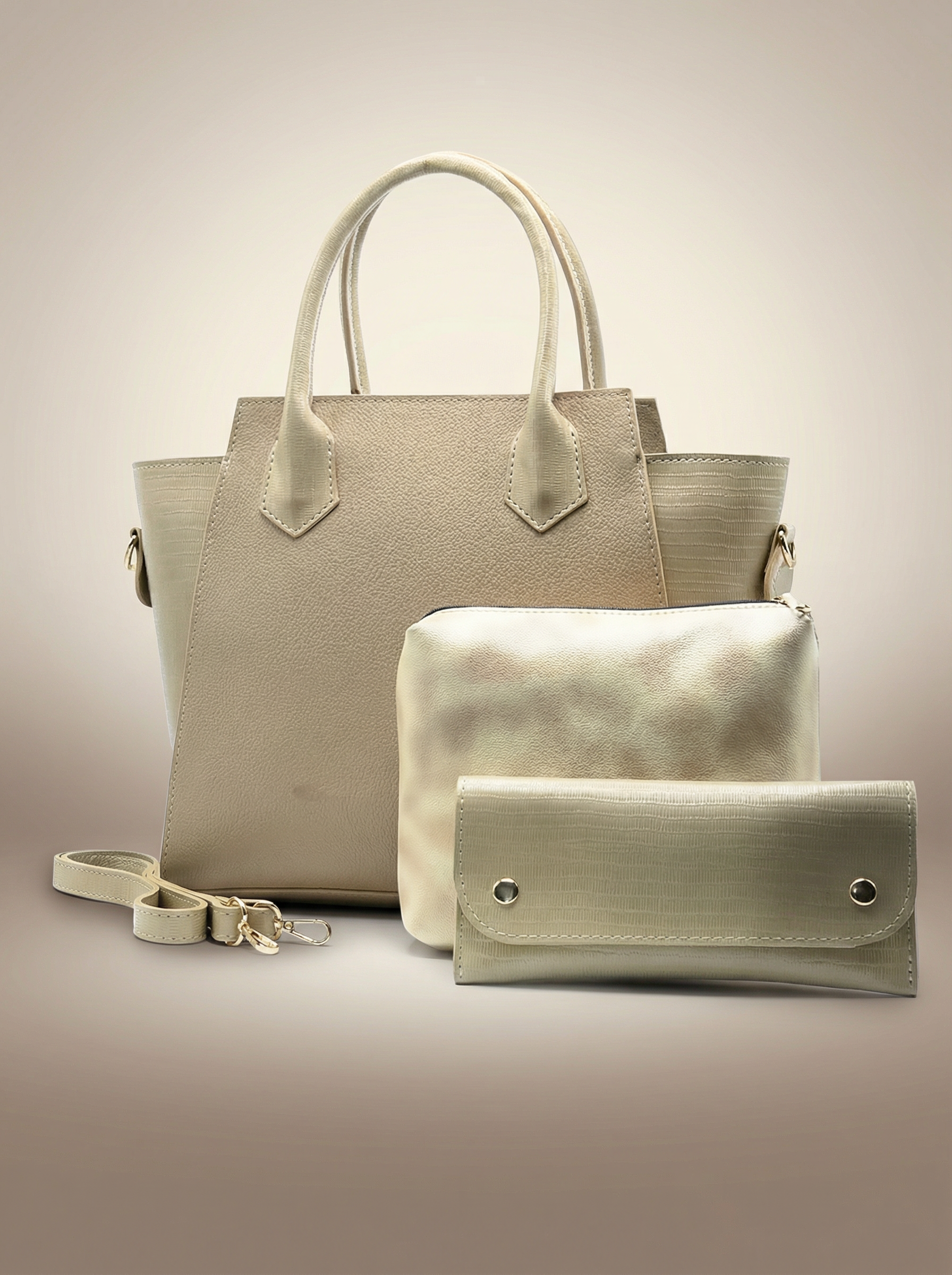 Aurora Box Tote Bag for Women – Camel Structured Handbag with Long Strap & Pouch